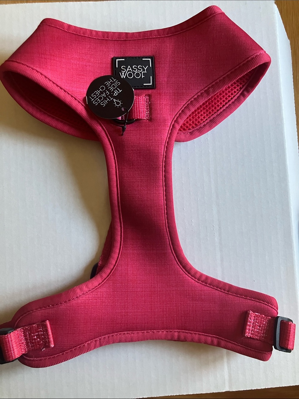 NWT Sassy Woof Soft Padded Red Dog Adjustable Harness. For large dog